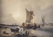 Samuel Owen Loading boats in an estuary (mk47) Spain oil painting artist